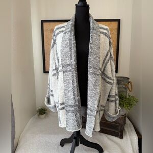 Free People Windowpane Plaid Wool Blend oversized Cardigan Jacket XS/S